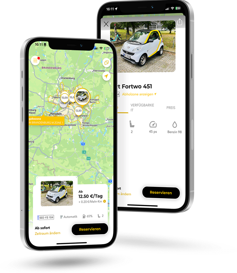 Auto Mieten Miet smart AppAnsicht